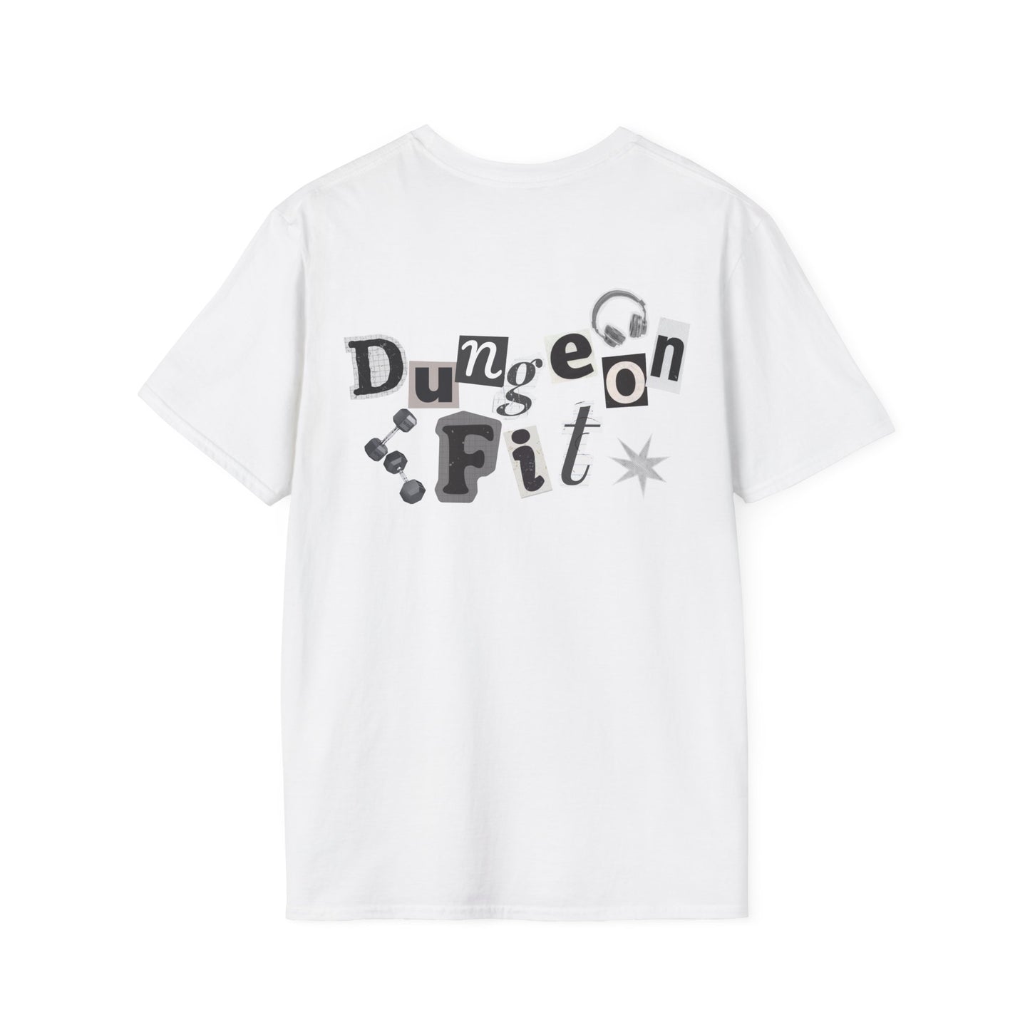 Dungeon Fit Softstyle T-Shirt - Gym Vibes Dumbbells Headphones