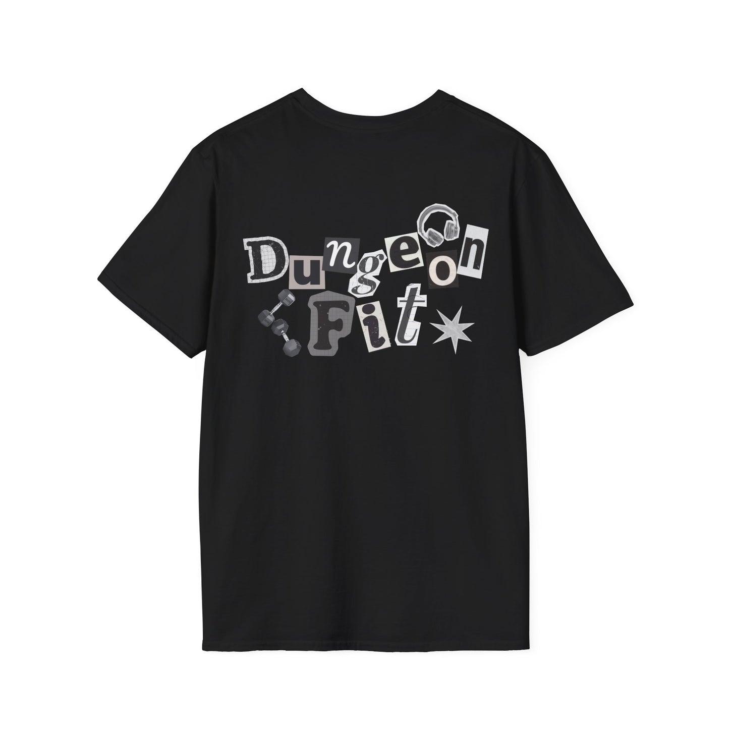 Dungeon Fit Softstyle T-Shirt - Gym Vibes Dumbbells Headphones