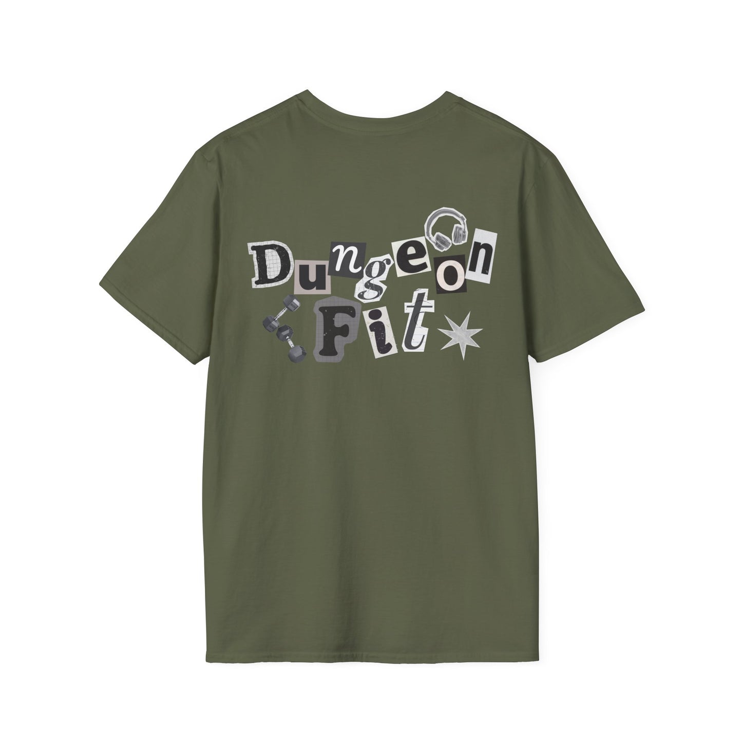 Dungeon Fit Softstyle T-Shirt - Gym Vibes Dumbbells Headphones